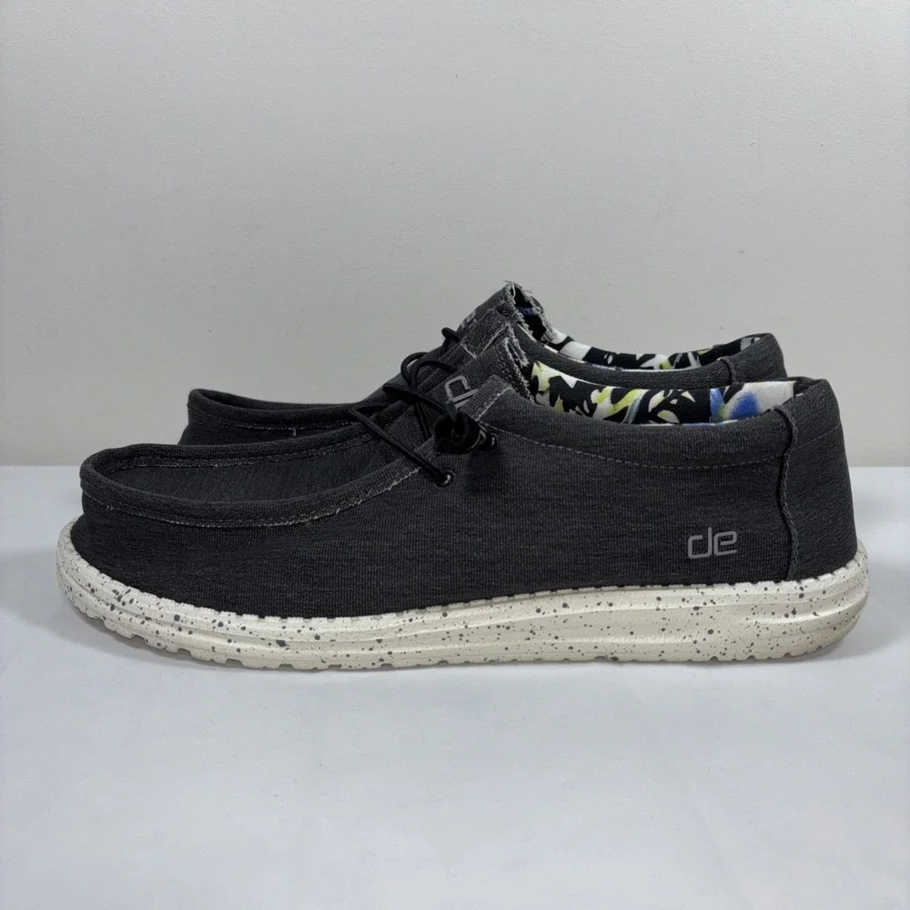 Hey Dude Wally Stretch Mens 13 Black Slip On Casual Shoes Comfort Loafers Lightw